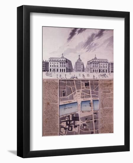 Plan d'une place publique et vue perspective des bâtiments-Pierre Marin Giraud-Framed Giclee Print