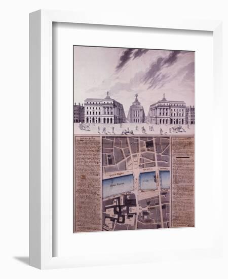 Plan d'une place publique et vue perspective des bâtiments-Pierre Marin Giraud-Framed Giclee Print