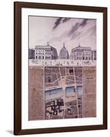 Plan d'une place publique et vue perspective des bâtiments-Pierre Marin Giraud-Framed Giclee Print