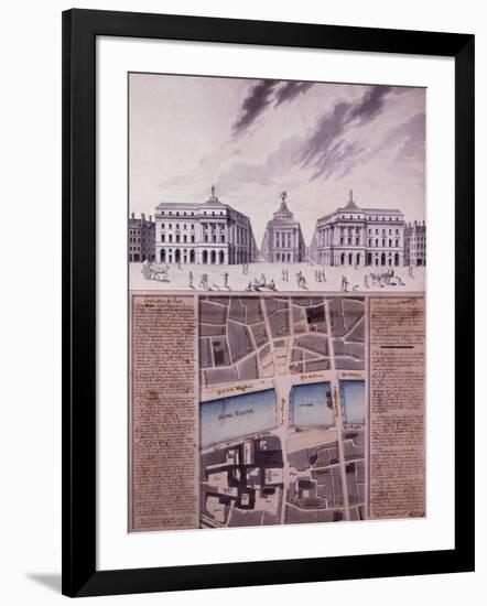 Plan d'une place publique et vue perspective des bâtiments-Pierre Marin Giraud-Framed Giclee Print