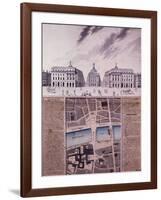 Plan d'une place publique et vue perspective des bâtiments-Pierre Marin Giraud-Framed Giclee Print