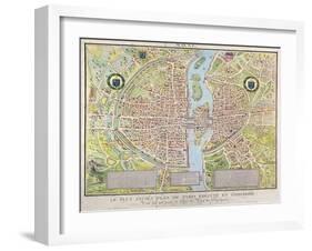 Plan de La Tapisserie, Map of Paris, Originally a Tapestry Made in circa 1570, 1818-Caroline Naudet-Framed Giclee Print