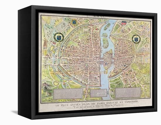 Plan de La Tapisserie, Map of Paris, Originally a Tapestry Made in circa 1570, 1818-Caroline Naudet-Framed Stretched Canvas