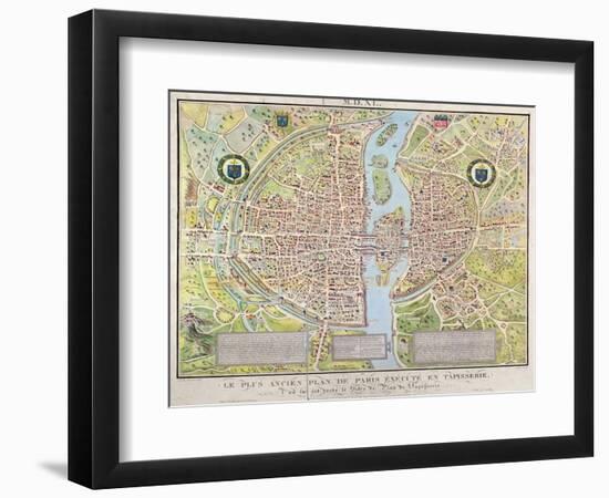 Plan de La Tapisserie, Map of Paris, Originally a Tapestry Made in circa 1570, 1818-Caroline Naudet-Framed Giclee Print