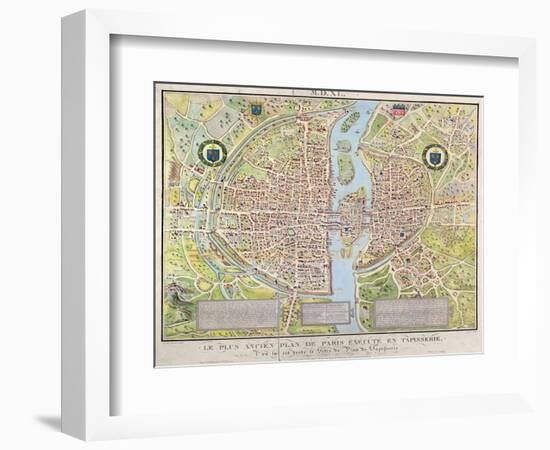 Plan de La Tapisserie, Map of Paris, Originally a Tapestry Made in circa 1570, 1818-Caroline Naudet-Framed Giclee Print