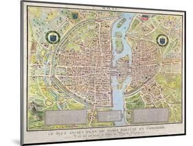 Plan de La Tapisserie, Map of Paris, Originally a Tapestry Made in circa 1570, 1818-Caroline Naudet-Mounted Giclee Print