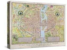 Plan de La Tapisserie, Map of Paris, Originally a Tapestry Made in circa 1570, 1818-Caroline Naudet-Stretched Canvas