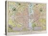 Plan de La Tapisserie, Map of Paris, Originally a Tapestry Made in circa 1570, 1818-Caroline Naudet-Stretched Canvas