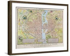 Plan de La Tapisserie, Map of Paris, Originally a Tapestry Made in circa 1570, 1818-Caroline Naudet-Framed Giclee Print