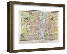 Plan de La Tapisserie, Map of Paris, Originally a Tapestry Made in circa 1570, 1818-Caroline Naudet-Framed Premium Giclee Print