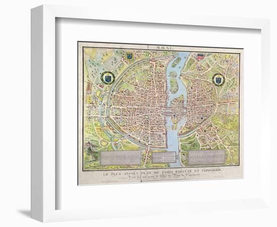 Plan de La Tapisserie, Map of Paris, Originally a Tapestry Made in circa 1570, 1818-Caroline Naudet-Framed Premium Giclee Print