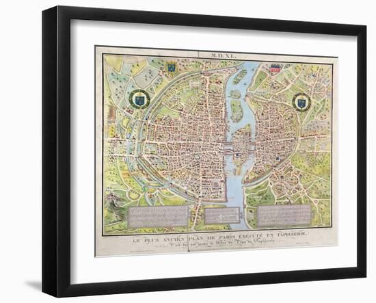 Plan de La Tapisserie, Map of Paris, Originally a Tapestry Made in circa 1570, 1818-Caroline Naudet-Framed Giclee Print