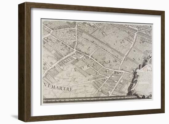 Plan de Paris (1734-1739) dit plan de Turgot, L'ancien quartier et la rue des Percherons-null-Framed Giclee Print