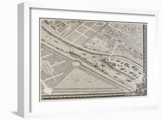 Plan de Paris (1734-1739) dit plan de Turgot, La Seine, l'ancienne île des Cygnes-null-Framed Giclee Print