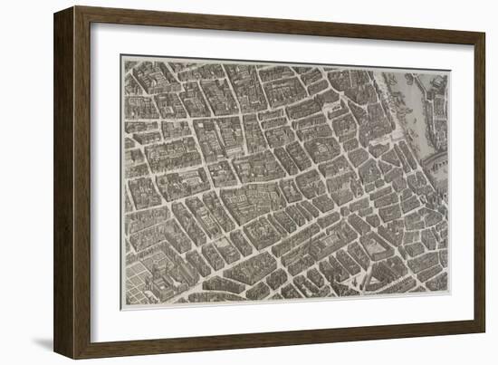 Plan de Paris (1734-1739) dit plan de Turgot, La Seine, l'Hôtel de Ville et la place de Grève-null-Framed Giclee Print