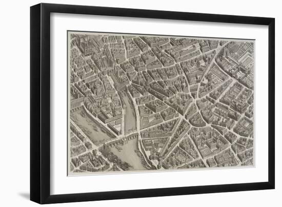 Plan de Paris (1734-1739) dit plan de Turgot, La Seine, le Pont-Neuf, l'île de la Cité, Notre-Dame-null-Framed Giclee Print