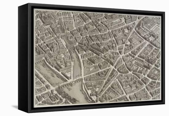 Plan de Paris (1734-1739) dit plan de Turgot, La Seine, le Pont-Neuf, l'île de la Cité, Notre-Dame-null-Framed Stretched Canvas