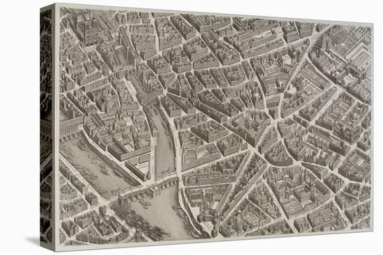 Plan de Paris (1734-1739) dit plan de Turgot, La Seine, le Pont-Neuf, l'île de la Cité, Notre-Dame-null-Stretched Canvas