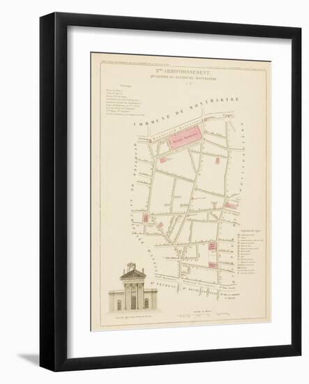 Plan de Paris, arrondissements en 1834: IIème arrondissement Quartier du Faubourg Montmartre-Aristide-Michel Perrot-Framed Giclee Print