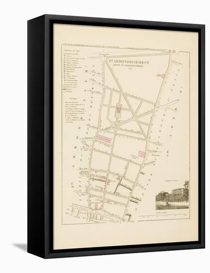 Plan de Paris, arrondissements en 1834: IIIème arrondissement Quartier du Faubourg Poissonnière-Aristide-Michel Perrot-Framed Stretched Canvas