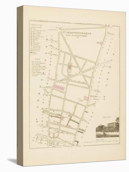 Plan de Paris, arrondissements en 1834: IIIème arrondissement Quartier du Faubourg Poissonnière-Aristide-Michel Perrot-Stretched Canvas