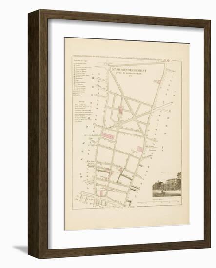 Plan de Paris, arrondissements en 1834: IIIème arrondissement Quartier du Faubourg Poissonnière-Aristide-Michel Perrot-Framed Giclee Print