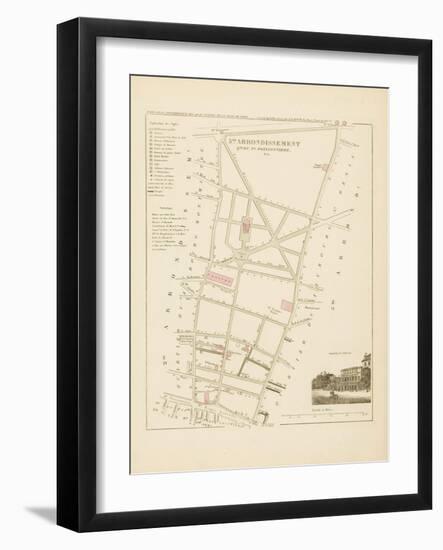 Plan de Paris, arrondissements en 1834: IIIème arrondissement Quartier du Faubourg Poissonnière-Aristide-Michel Perrot-Framed Giclee Print