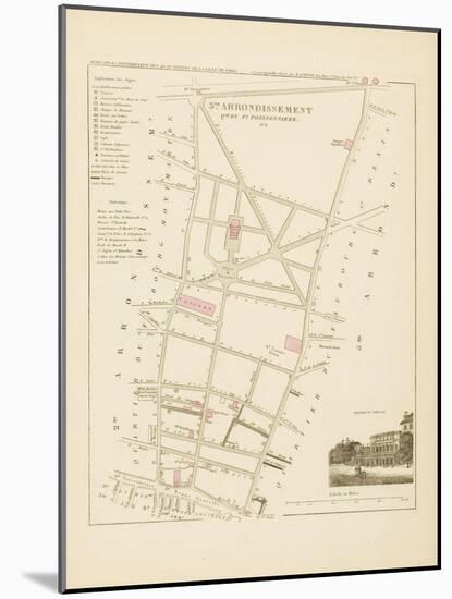 Plan de Paris, arrondissements en 1834: IIIème arrondissement Quartier du Faubourg Poissonnière-Aristide-Michel Perrot-Mounted Giclee Print