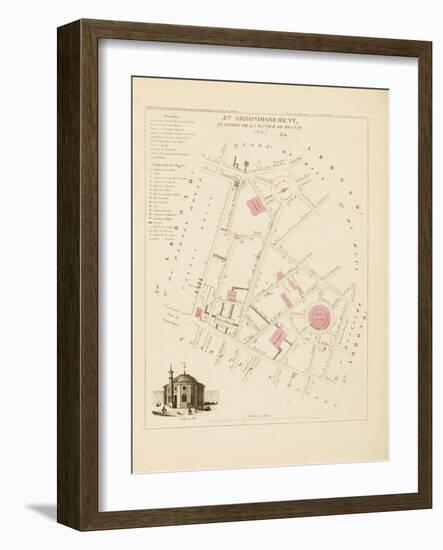 Plan de Paris, arrondissements en 1834: IVème arrondissement Quartier de la Banque de France-Aristide-Michel Perrot-Framed Giclee Print