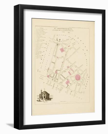 Plan de Paris, arrondissements en 1834: IVème arrondissement Quartier de la Banque de France-Aristide-Michel Perrot-Framed Giclee Print