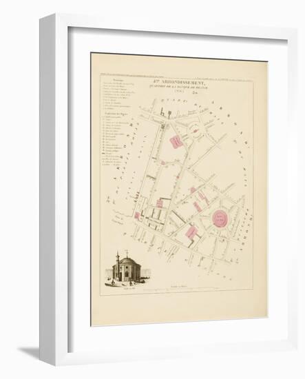 Plan de Paris, arrondissements en 1834: IVème arrondissement Quartier de la Banque de France-Aristide-Michel Perrot-Framed Giclee Print