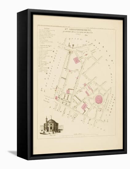 Plan de Paris, arrondissements en 1834: IVème arrondissement Quartier de la Banque de France-Aristide-Michel Perrot-Framed Stretched Canvas