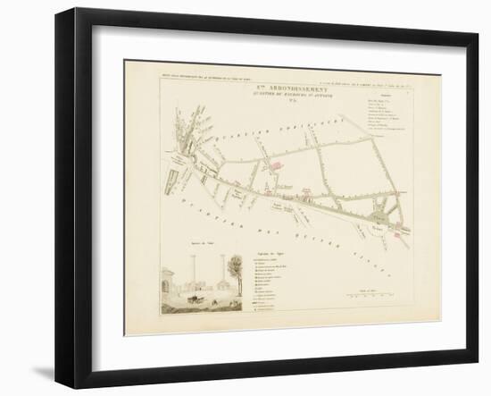 Plan de Paris, arrondissements en 1834: VIIIème arrondissement Quartier du Faubourg Saint-Antoine-Aristide-Michel Perrot-Framed Giclee Print