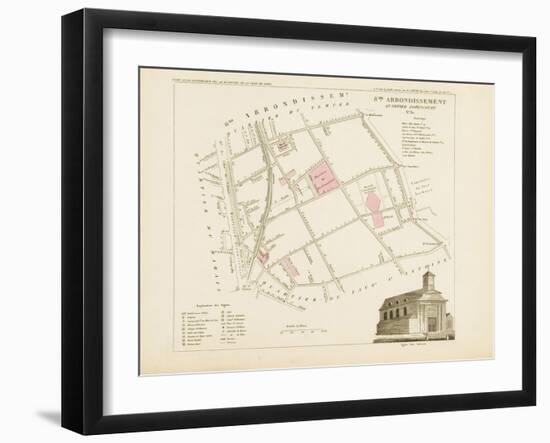 Plan de Paris.arrondissements en 1834: VIIIème arrondissement Quartier Popincourt-Aristide-Michel Perrot-Framed Giclee Print