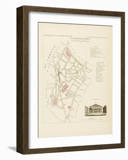 Plan de Paris, arrondissements en 1834: XIème arrondissement Quartier de l'Ecole de médecine-Aristide-Michel Perrot-Framed Giclee Print