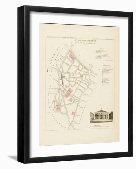 Plan de Paris, arrondissements en 1834: XIème arrondissement Quartier de l'Ecole de médecine-Aristide-Michel Perrot-Framed Giclee Print