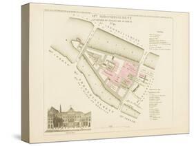 Plan de Paris.arrondissements en 1834: XIème arrondissement Quartier du Palais de justice-Aristide-Michel Perrot-Stretched Canvas