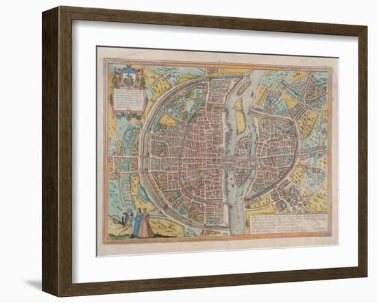 Plan de Paris aux trois personnages, dit de Braun, vers 1530-null-Framed Giclee Print