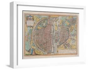 Plan de Paris aux trois personnages, dit de Braun, vers 1530-null-Framed Giclee Print