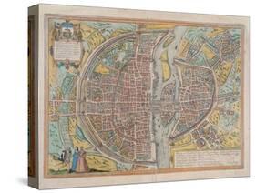 Plan de Paris aux trois personnages, dit de Braun, vers 1530-null-Stretched Canvas