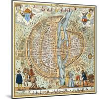 Plan de Paris en 1576 - Cy est le vray pourtraict..-Rossingol-Mounted Giclee Print