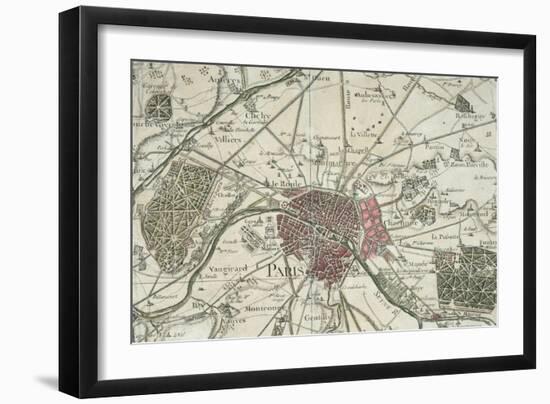 Plan de Paris et de ses environs (XVIIème siècle)-null-Framed Giclee Print