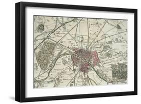 Plan de Paris et de ses environs (XVIIème siècle)-null-Framed Giclee Print