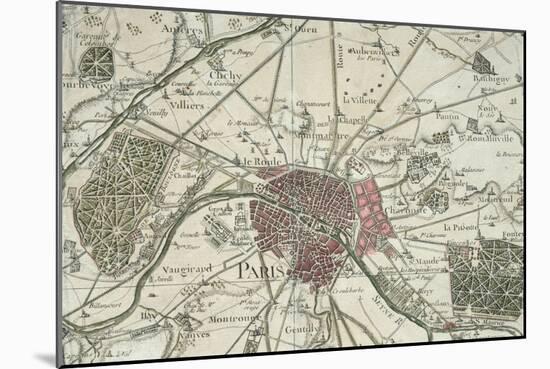 Plan de Paris et de ses environs (XVIIème siècle)-null-Mounted Giclee Print