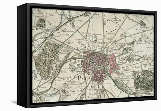 Plan de Paris et de ses environs (XVIIème siècle)-null-Framed Stretched Canvas