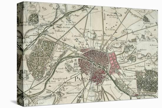 Plan de Paris et de ses environs (XVIIème siècle)-null-Stretched Canvas