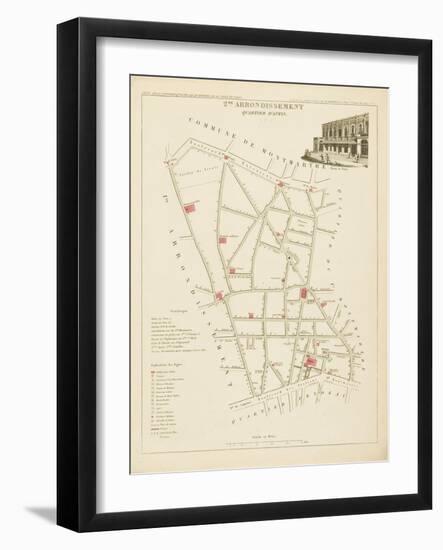 Plan de Paris par arrondissements en 1834 : IIème arrondissement Quartier de la Chaussée d'Antin-Aristide-Michel Perrot-Framed Giclee Print