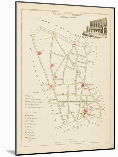 Plan de Paris par arrondissements en 1834 : IIème arrondissement Quartier de la Chaussée d'Antin-Aristide-Michel Perrot-Mounted Giclee Print