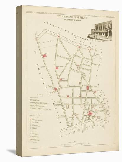 Plan de Paris par arrondissements en 1834 : IIème arrondissement Quartier de la Chaussée d'Antin-Aristide-Michel Perrot-Stretched Canvas