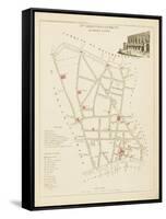 Plan de Paris par arrondissements en 1834 : IIème arrondissement Quartier de la Chaussée d'Antin-Aristide-Michel Perrot-Framed Stretched Canvas